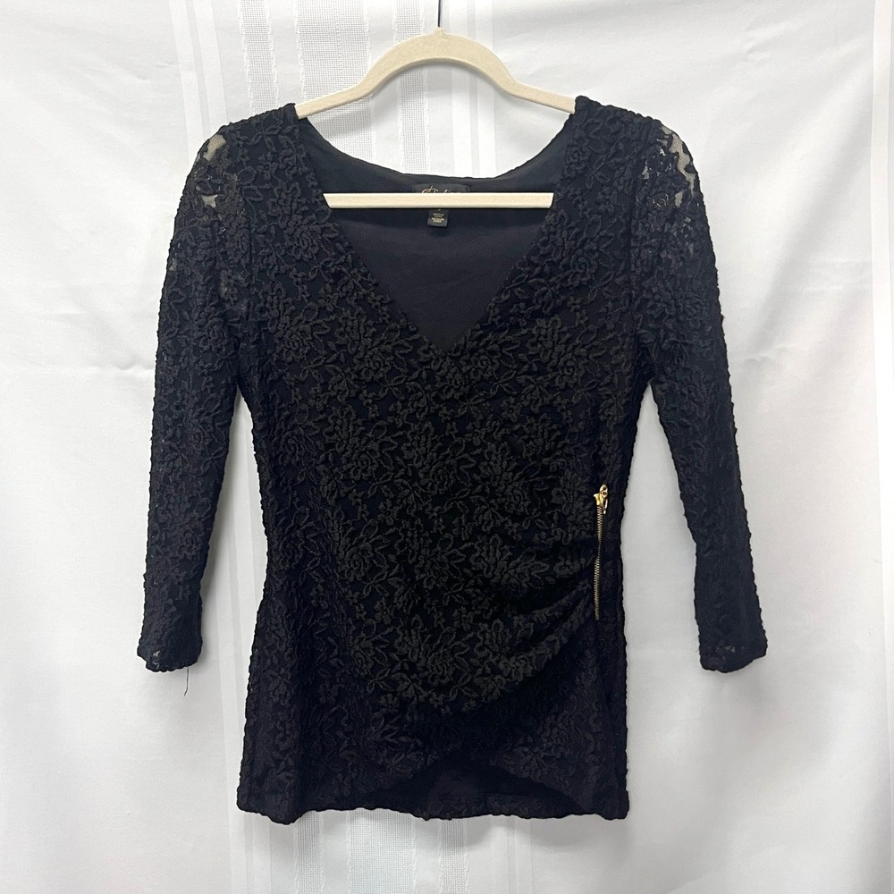 Whimsigoth Women Black Floral Lace Top Ruched S Stretch Going Out Office Siren